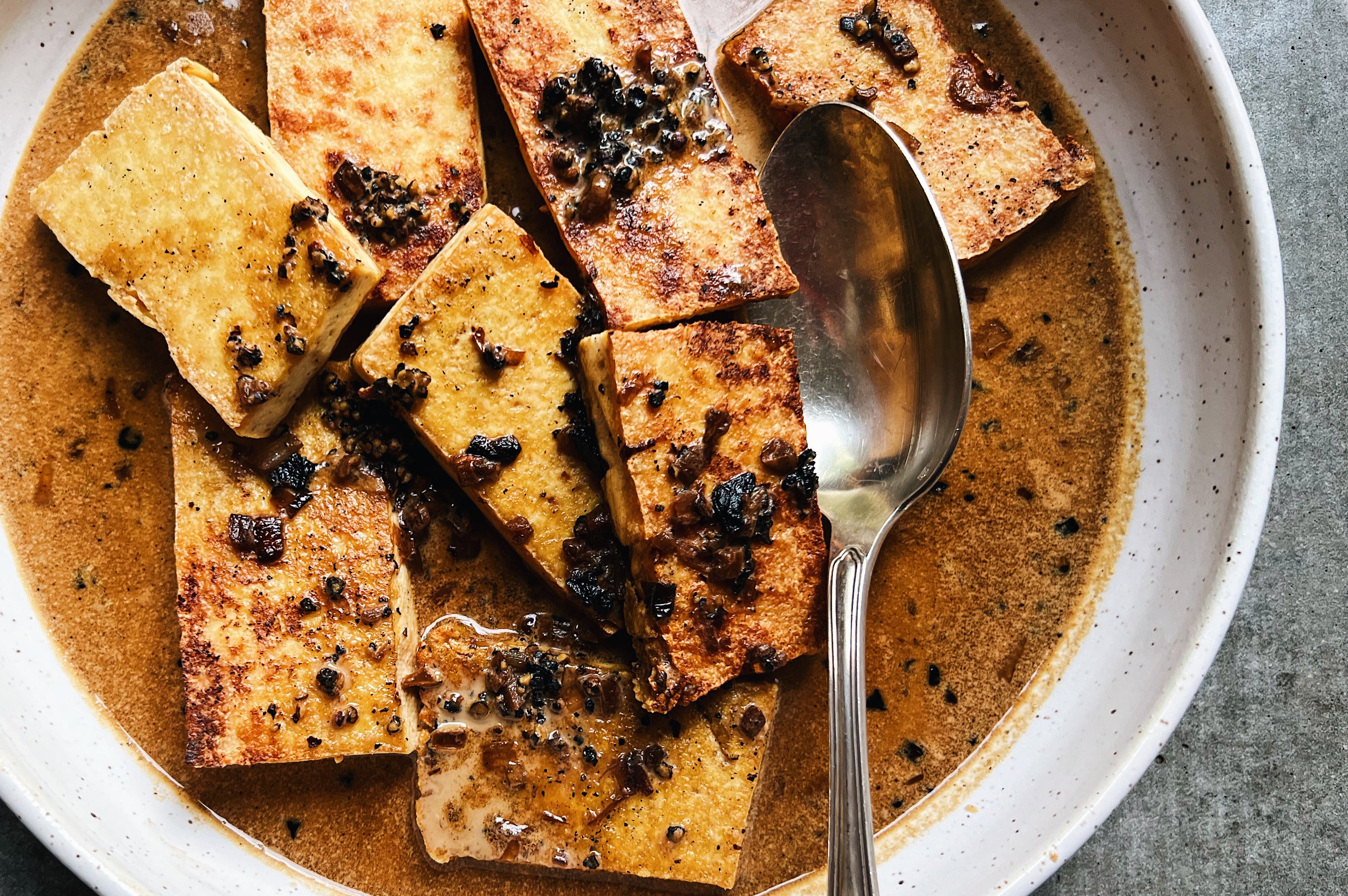 Tofu with Peppercorn Cream Sauce inpursuitofmore