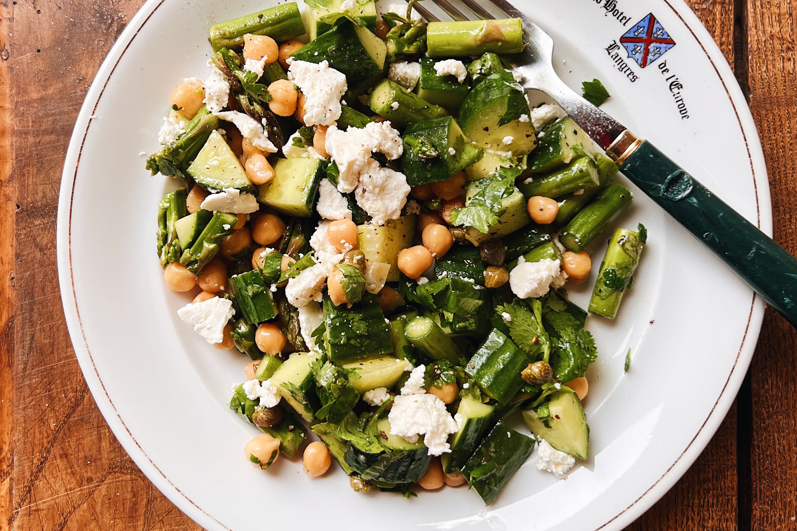 Chickpea Asparagus Salad with Goat Cheese inpursuitofmore