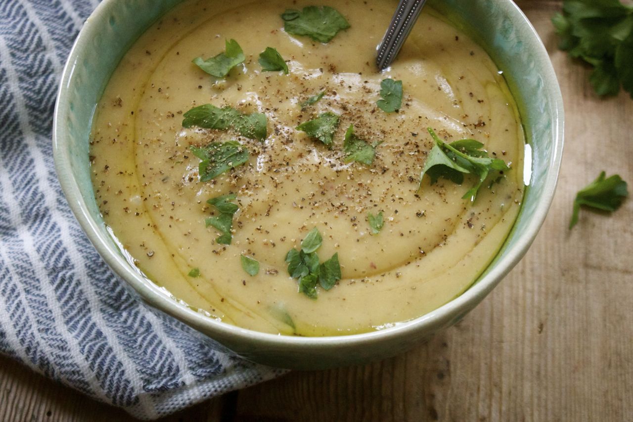 Creamy Roasted Parsnip & Potato Soup, Vegan