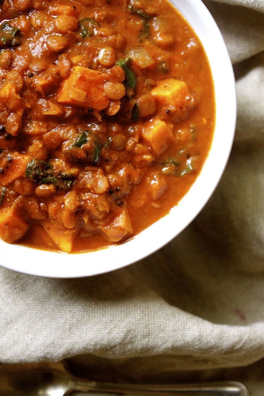 Lentil Vegetable Curry with Tomato + Coconut Milk