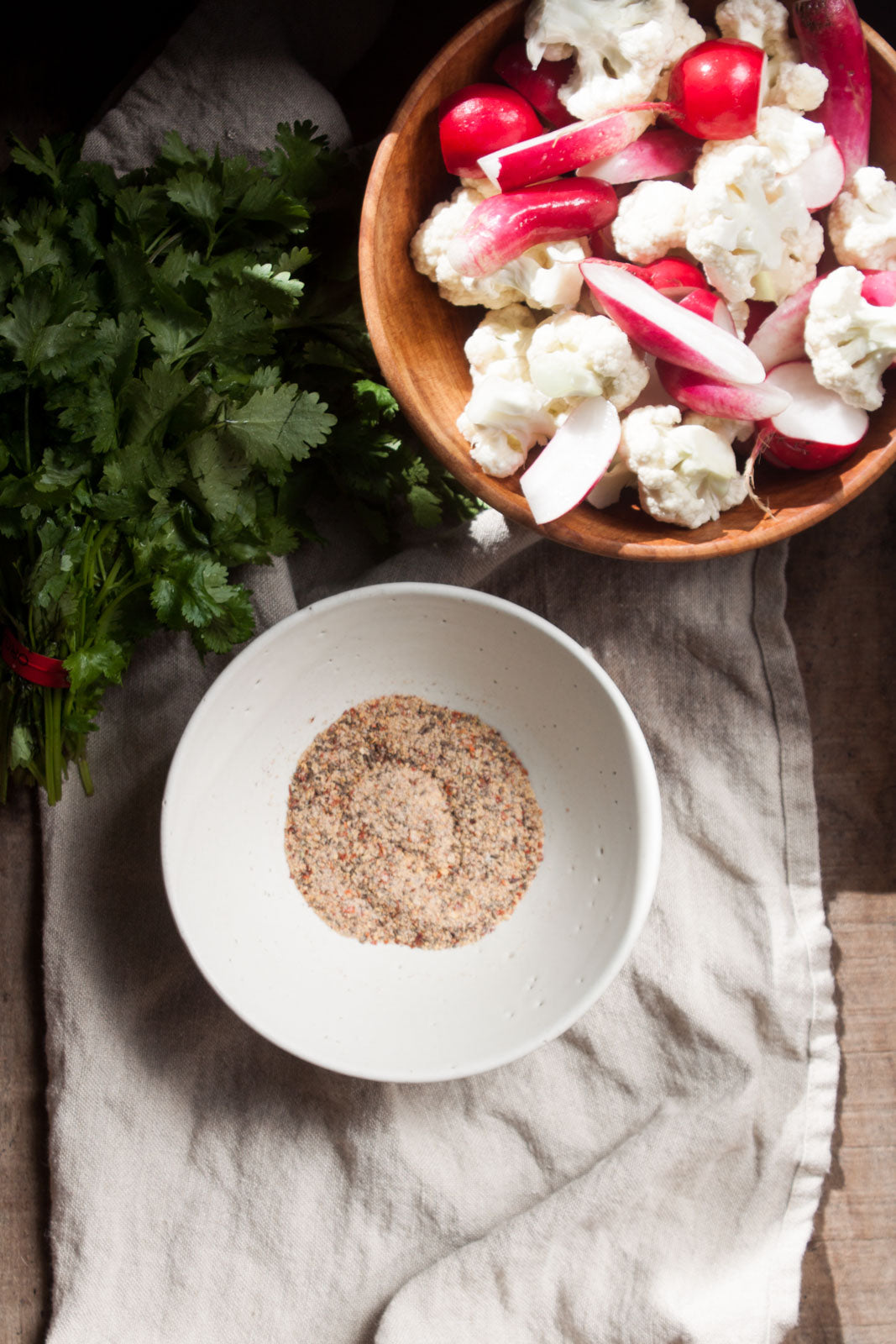 Richa's Masala Lentils w/ Roasted Cauliflower + Radishes