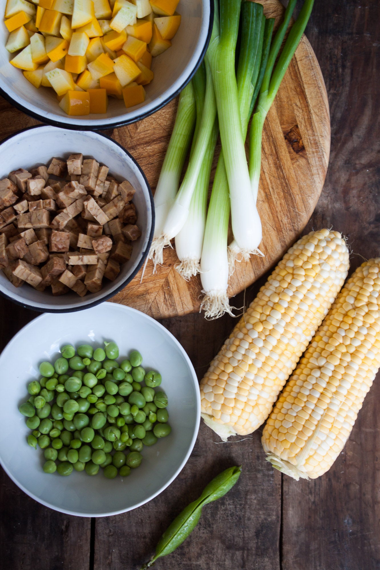 Grilled Corn, Tempeh + Summer Vegetable Salad