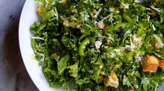 Ultimate Kale Caesar Salad w/ Mint + Jalapeno